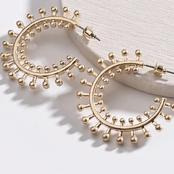 Luna Chiao Jewelry - Matte Gold Spike Hoop Earrings